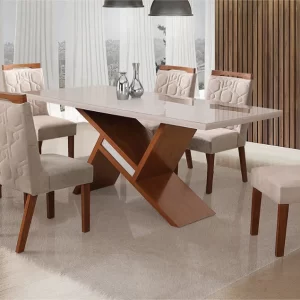 Mesa Ágata com 6 cadeiras Ágata