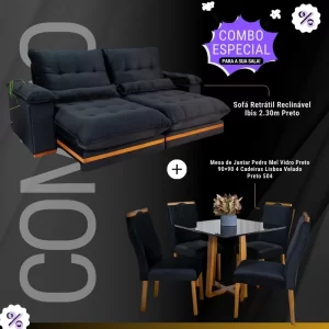 Retrátil Ibis 2.30 cm + Mesa Pedro 90 x 90 com 4 cadeiras