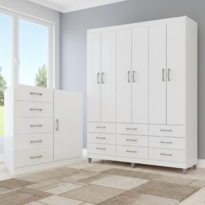 Roupeiro Paraty + Cômoda 5 Gavetas Sapateira Miami