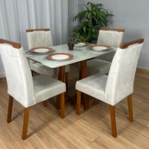 Mesa De Jantar Bali 120 x80 com 4 Cadeiras Isa