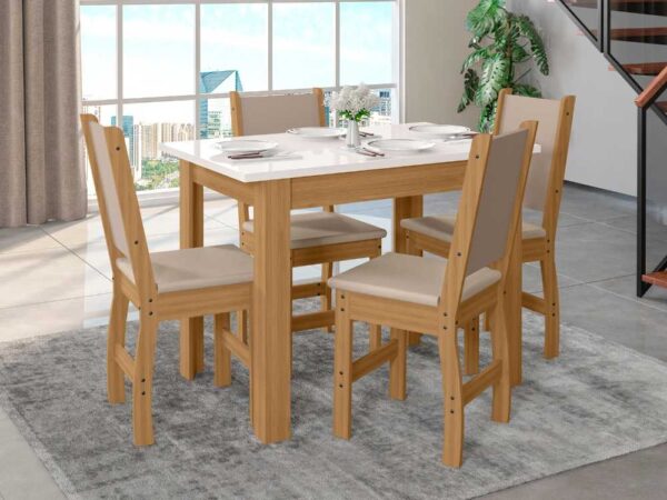 Mesa de Jantar Bellagio com 4 Cadeiras Clara