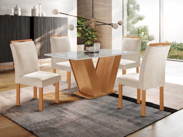 Mesa de Jantar Classic 120x80 com 4 Cadeiras Nápoles