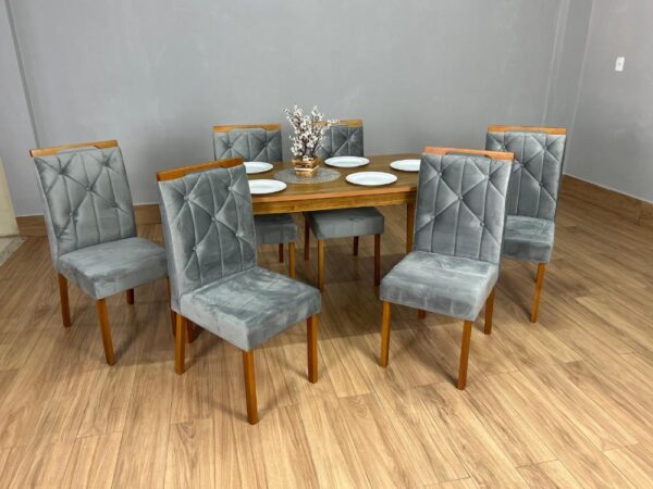 Mesa De jantar Alegra 160x80 Com 6 Cadeiras Jasmim