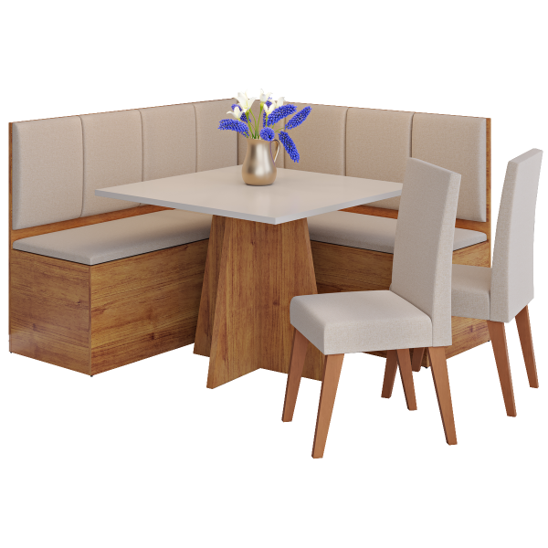 Conjunto Canto Alemão + Mesa Mon/Soberano + 2 Cadeiras  Milão - Image 4
