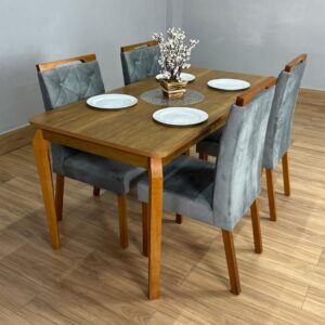Mesa De Jantar Alegra com 4 Cadeiras Jasmim