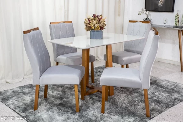 Mesa De Jantar Pedro 120 x 80 Com 4 Cadeiras Lisboa - Image 3