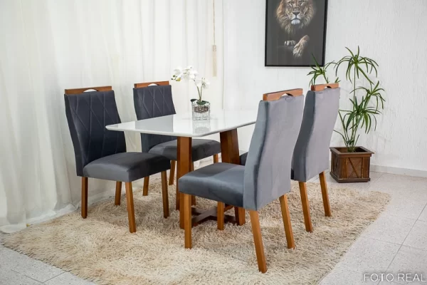Mesa De Jantar Pedro 120 x 80 Com 4 Cadeiras Lisboa