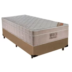 Base Simples + Colchão Solteiro ( 0,25 altura ) Airtech Spring Pocket, Molas Ensacadas ORTOBOM