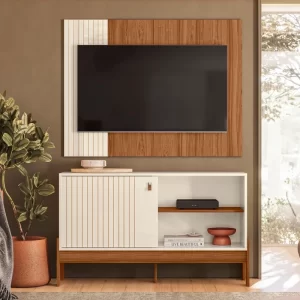 Rack e Painel Wood Pérola