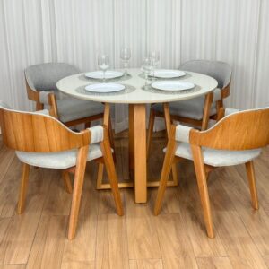 Mesa Bali Circular 110 x 110 com 4 Cadeiras Pérola