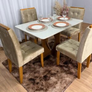 Mesa de Jantar Madri 120 x 80 com 4 Cadeiras Londres