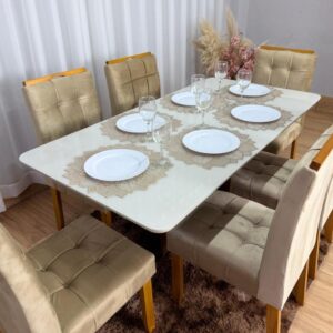Mesa Madri 160 x 80 com 6 Cadeiras Londres