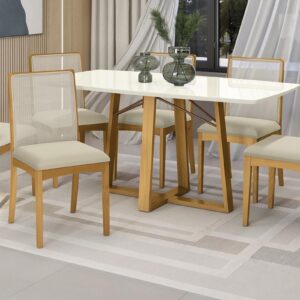 Mesa Elma 120 x 80 com 6 Cadeiras Lara