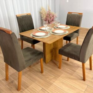 Mesa Salinas 120 x 90 Sem Vidro com 4 Cadeiras Isa