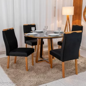 Mesa Atlanta Redonda 120 com 4 Cadeiras Genova