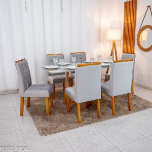 Mesa Bali 160 x 80 com 6 Cadeiras Londres