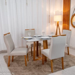 Mesa Pedro 120 x 80 com 4 Cadeiras Londres