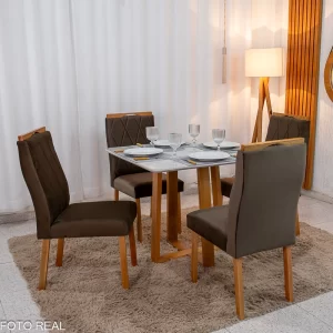 Mesa Pedro 90 x 90 com 4 Cadeiras Lisboa