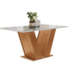 Mesa de Jantar Classic 160 x 80 com Vidro ( Cadeiras Vendidas Separadamente )