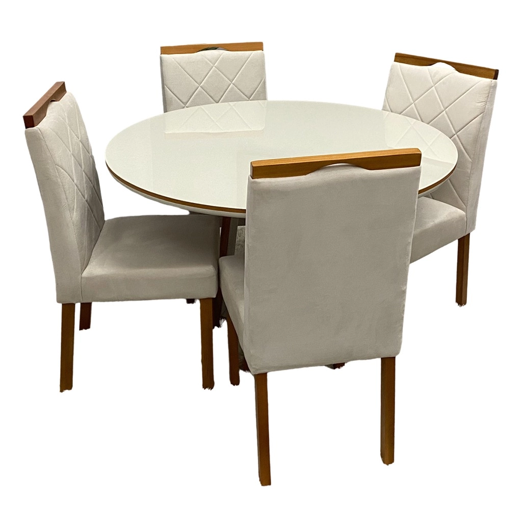 Mesa Atlanta 100 x 100 com 4 Cadeiras California (Linho) - Image 2