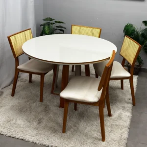 Mesa Atlanta 100 x 100 com 4 Cadeiras Livia