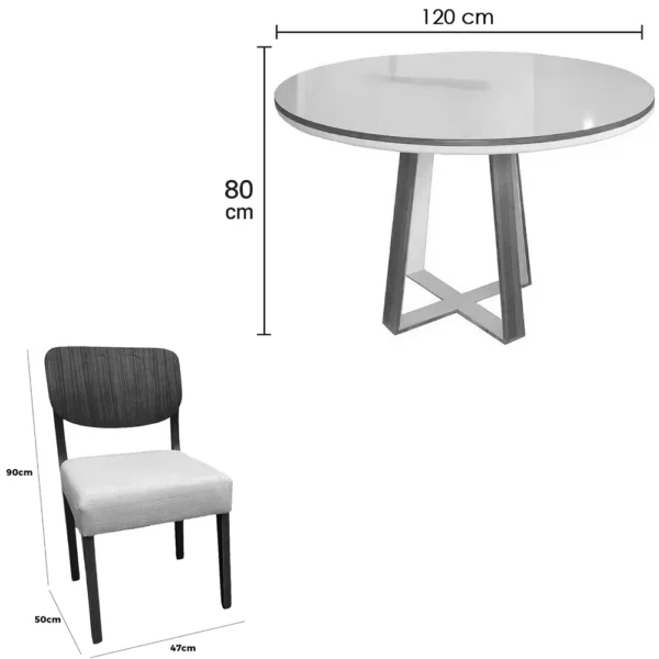 Mesa Atlanta 120 x 120 com 4 Cadeiras Barcelona - Image 4