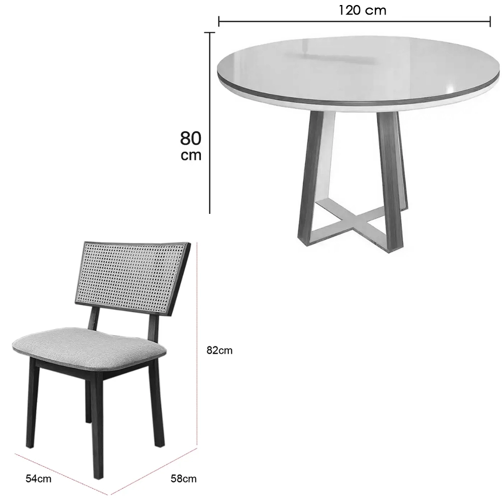 Mesa Atlanta 120 x 120 com 4 Cadeiras Diamante - Image 3