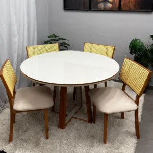 Mesa Atlanta 120 x 120 com 4 Cadeiras Diamante
