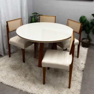 Mesa Atlanta 120 x 120 com 4 Cadeiras Grecia