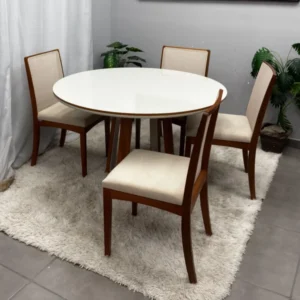Mesa Atlanta 120 x 120 com 4 Cadeiras Lara