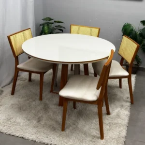 Mesa Atlanta 120 x 120 com 4 cadeiras Livia