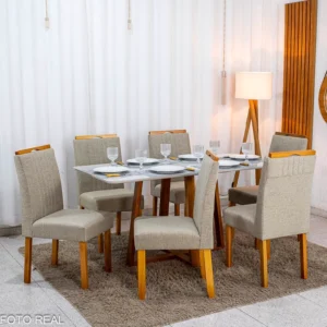 Mesa de Jantar Bali com 6 Cadeiras Atlanta