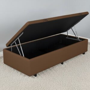 Base Box Solteiro Baú Corino Marrom – ALTO NÍVEL CAMAS E COLCHÕES
