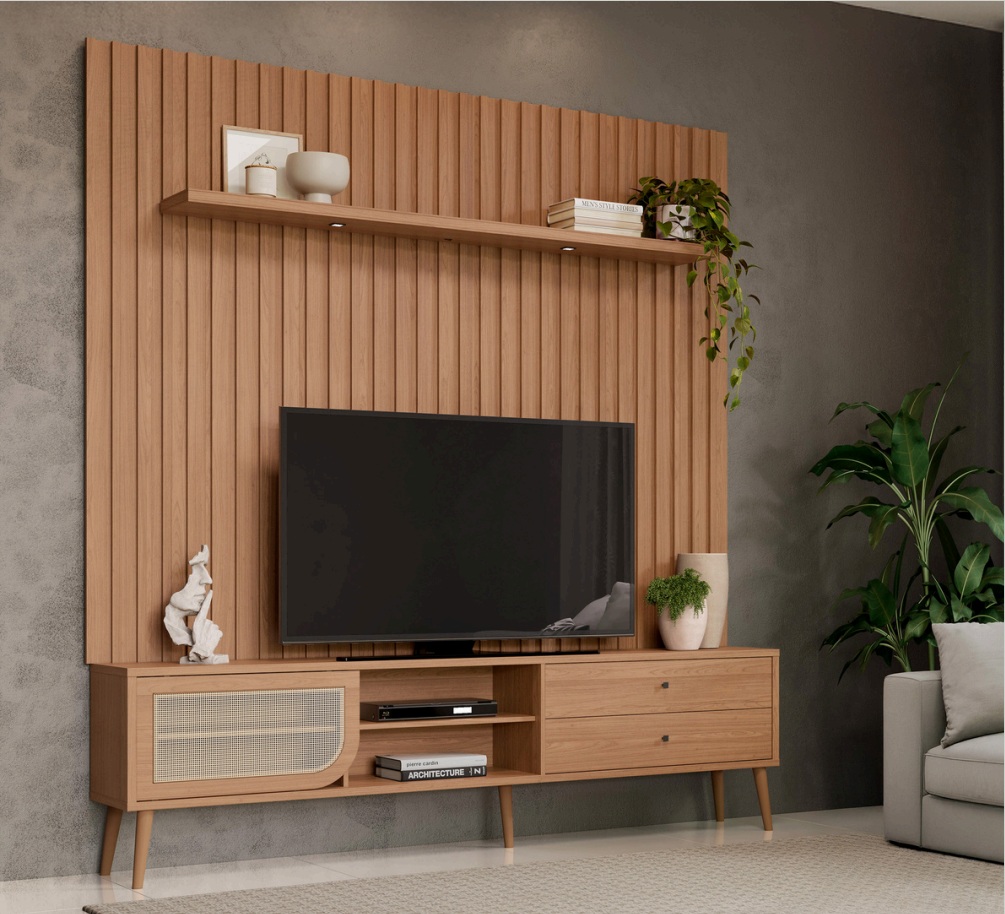 Painel + Rack até 75″ TB346F Freijó – DALLA COSTA - Image 2