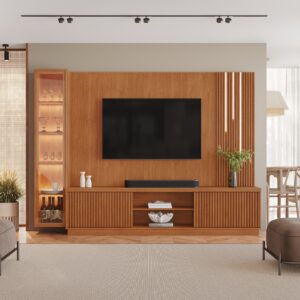 Home Theater até 75″ Arezzo New (C/LED Cascata) + Módulo Cristaleira Dominus Naturale – MAVAULAR
