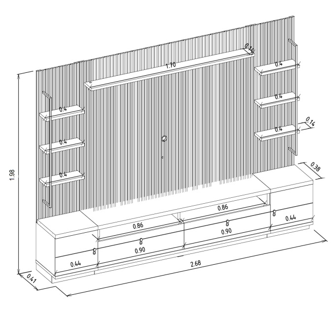 Painel + Rack + Dois Módulos Laterais Ouro Preto Nature/Off White – LINEA BRASIL - Image 5