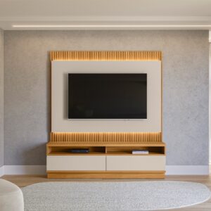 Painel até 70″ + Rack São Paulo Tauari/Off White Fosco – LINEA BRASIL
