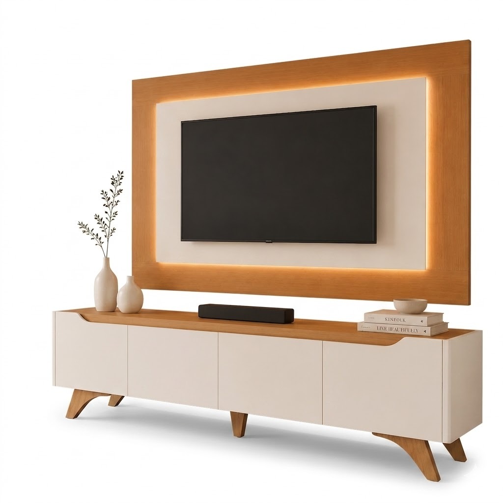Painel até 58″ + Rack Atenas 1,80 m Off White/Naturale – MAVAULAR - Image 4