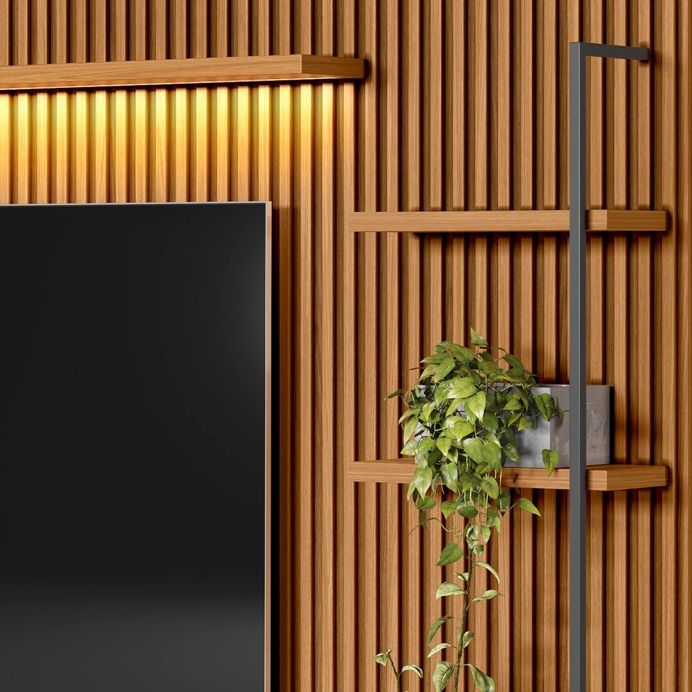 Painel até 75″ + Rack + Módulo Lateral Ouro Preto Nature/Off White – LINEA BRASIL - Image 2
