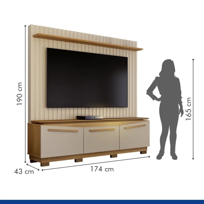 Home Theater até 75″ Montreal Off White/Cinamomo – VALDEMÓVEIS - Image 4