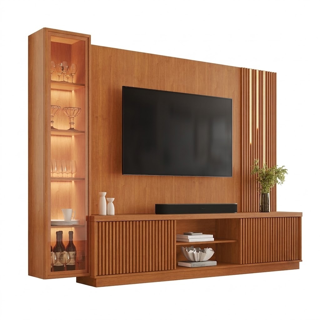 Home Theater até 75″ Arezzo New (C/LED Cascata) + Módulo Cristaleira Dominus Naturale – MAVAULAR - Image 4