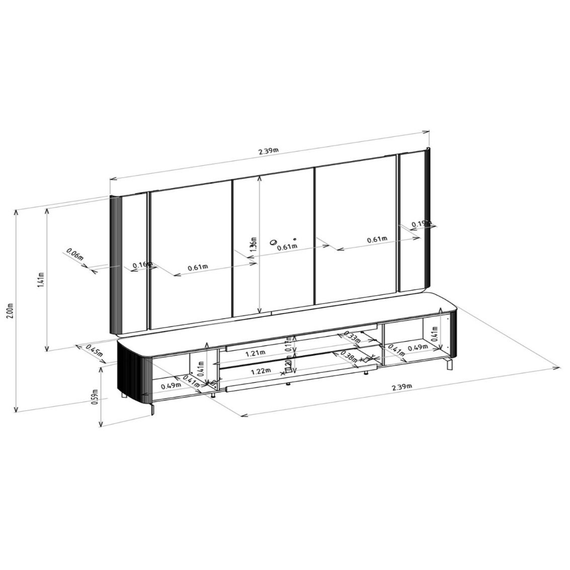 Painel + Rack Santorini Off White/Tauari Fosco – LINEA BRASIL - Image 8