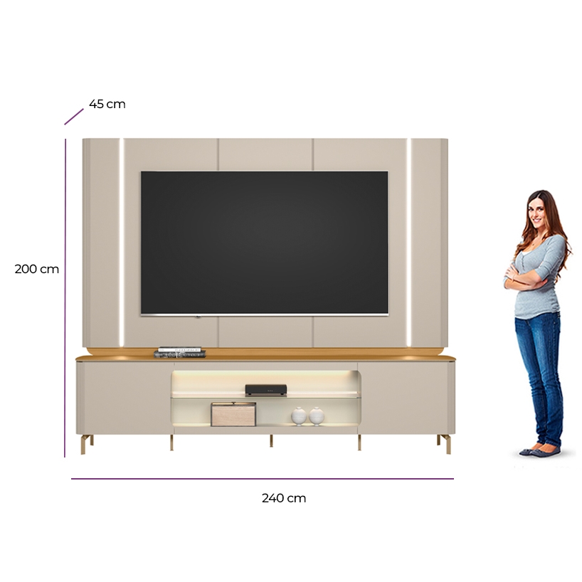 Painel + Rack Santorini Off White/Tauari Fosco – LINEA BRASIL - Image 6