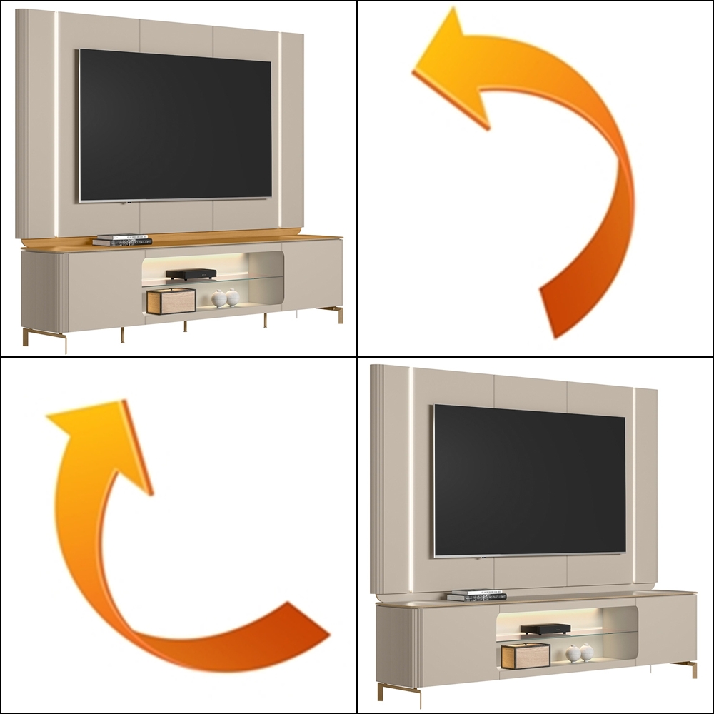 Painel + Rack Santorini Off White/Tauari Fosco – LINEA BRASIL - Image 2