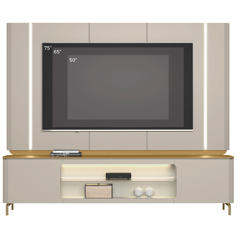 Painel + Rack Santorini Off White/Tauari Fosco – LINEA BRASIL - Image 7