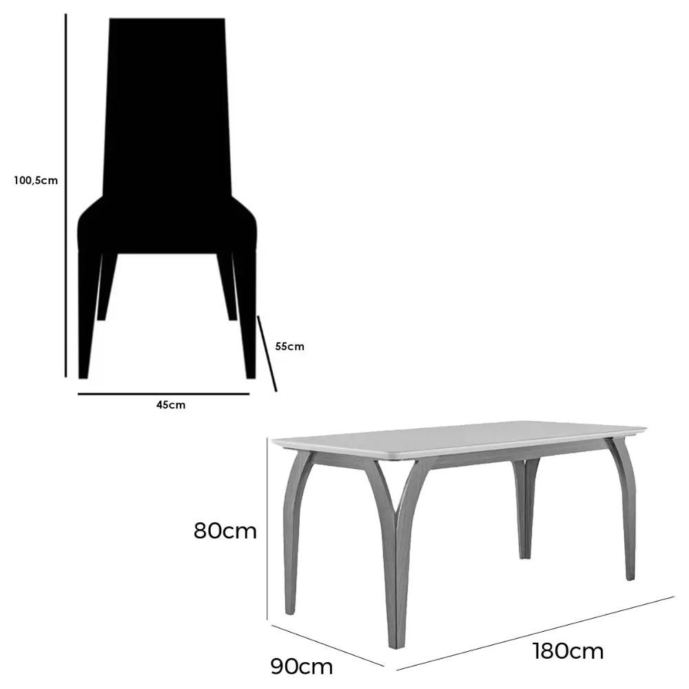 Mesa de Jantar Agata 180x90cm com Vidro e 6 Cadeiras California Estofadas Lj Móveis - Image 6