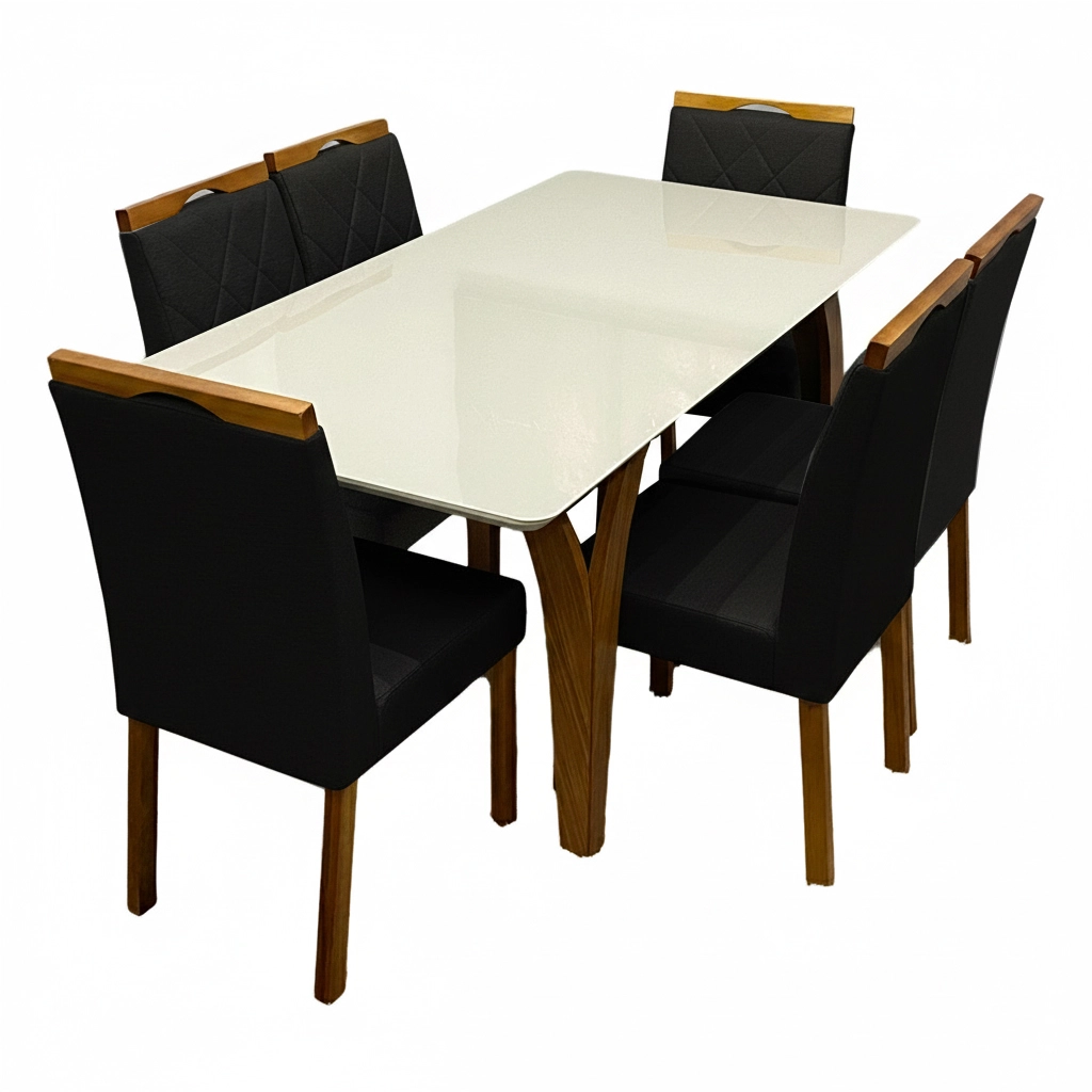 Mesa de Jantar Agata 180x90cm com Vidro e 6 Cadeiras California Estofadas Lj Móveis - Image 5