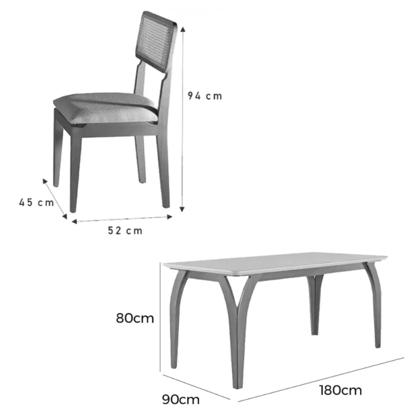 Mesa de Jantar Agata 180x90cm com Vidro e 6 Cadeiras Canada - Image 4