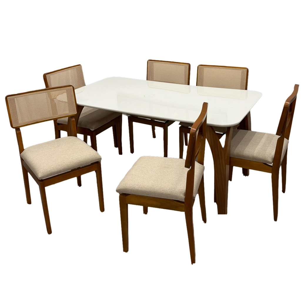 Mesa de Jantar Agata 180x90cm com Vidro e 6 Cadeiras Canada - Image 3