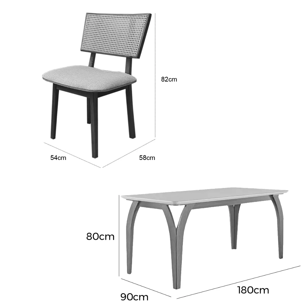 Mesa de Jantar Agata 180x90cm com Vidro e 6 Cadeiras Diamante - Image 4